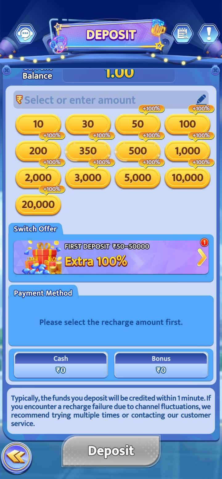 deposit and download